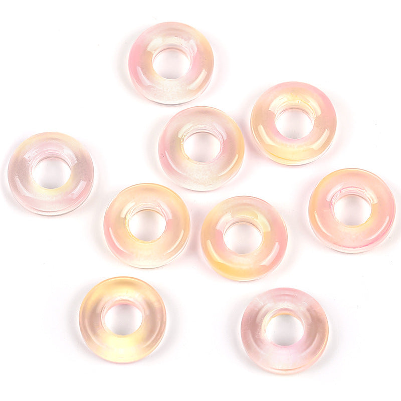 Wholesale 50pcs 10mm Glass Colorful Circle Large Hole Beads Glass Beads Spacer Beads Spacer